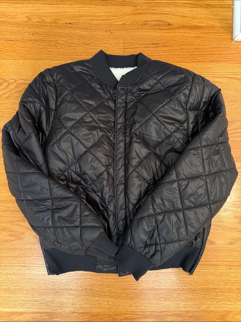 Quilted Black Bomber Jacket - Unbranded